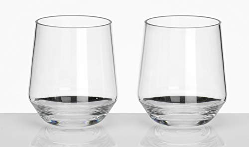 Lot de 2 verres en polycarbonate de 340 ml - Aspect verre véritable - Incassables - Verre à eau en polycarbonate