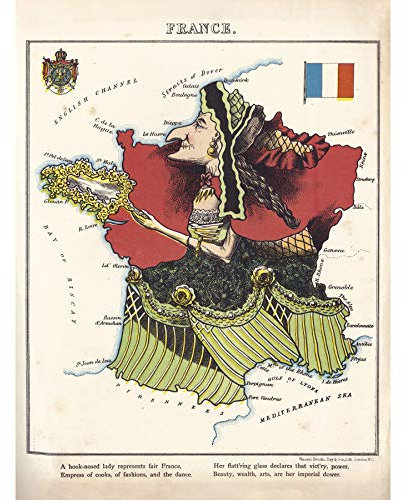Fine Art Prints Lancaster 1869 Bildkarte Frankreich Hakennase Lady Extra Groß XL Wandkunst Poster Druck