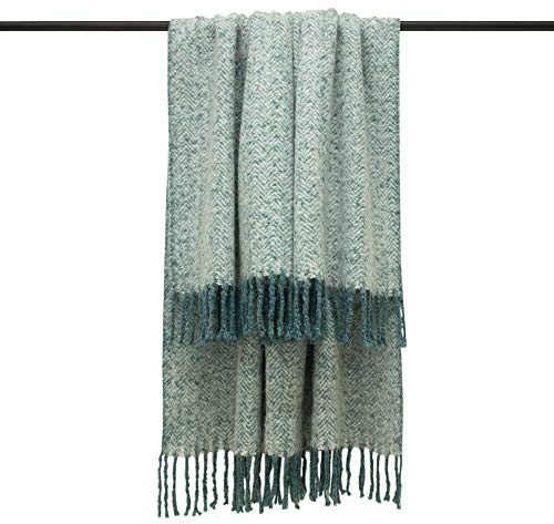 Furn Weaver Herringbone Throw-Acrylic-Teal-130cm x 180cm, Acrylic, Teal, 130cm x 180cm (51 x 71 inches)