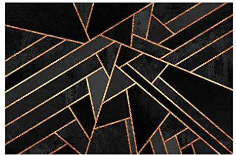 Bilderwelten Tapete selbstklebend - Schwarze Dreiecke Gold - Vliestapete Motiv 190 x 288cm