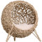 PawHut Cama Cueva de Ratán para Gatos o Mascotas Pequeña con Base Trípode Cojín de Felpa y Algodón Suave Diseño Elevado Estable Φ52x58 cm Madera Natural