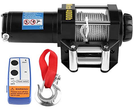 Seilwinde 12V mit Funkfernbedienung, 4000lb Elektrische Seilwinde Seilzug horizontale vertikale Zughebewinde Synthetisches 15 m Kabel Hochfestes reines Kupfer