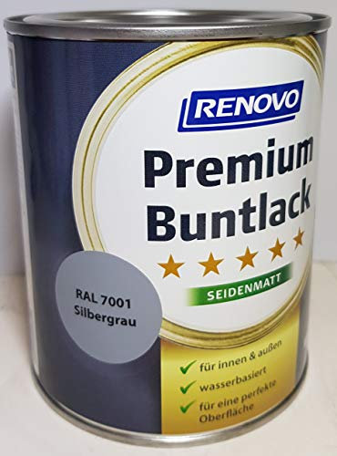 375 ml RENOVO Premium Buntlack seidenmatt, RAL 7001 Silbergrau