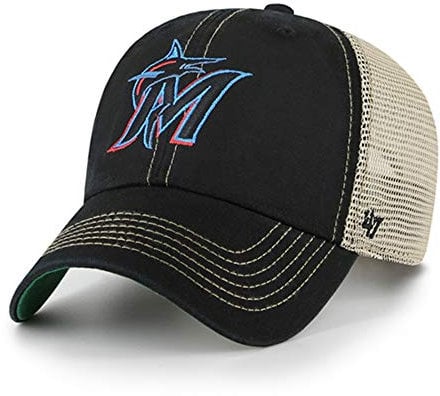 '47 MLB Trawler Trucker-Mütze, verstellbar, für Erwachsene, Einheitsgröße, Miami Marlins Schwarz, Einheitsgre