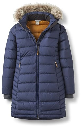 Rab Women's Deep Cover 700-Fill Long Down Parka Winter Coat for Hiking & Apres-Ski - Deep Denim - Small