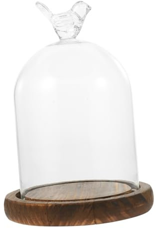 Milisten 1stk Glasabdeckung Servierplatte Ewige Blumenkuppel Cloche-Glas-vitrine Ausstellungskuppel Aus Glas Display-Abdeckung Für Lebensmittelsnacks Glashaube Kuchen Mini Holz Kleines Glas