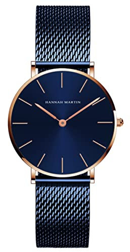 HANNAH MARTIN Damen Uhren Analog Quarz Edelstahl Wasserdicht Mesh Ultradünne