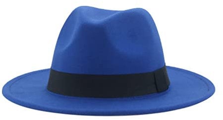 QBQZXAOSOWH Fedora Trilby Hüte Für Damen Beige Ribbon Band Hüte Für Herren Panama Hochzeit Schmücken Damen Hut 56-58Cm (Erwachsener) Blau