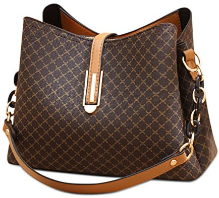 FORRICA Umhängetasche Damen Handtasche Mode Frauen Crossbody Tasche PU Leder Retro Schultertasche mit 3 Große Taschen Braun A