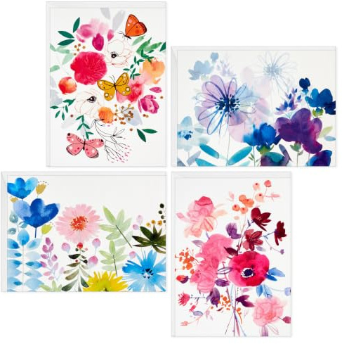 Hallmark Blank Cards Assortment, Painted Flowers (48 Cards with Envelopes)