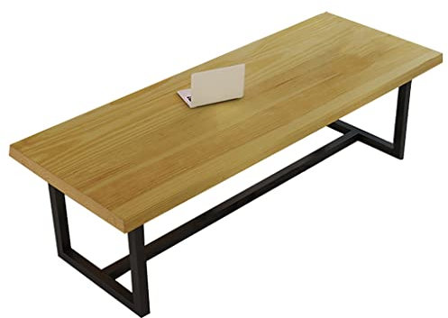 CHANOD Skandinavischer Massivholz-Bürotisch, Rechteckiger Konferenztisch, Schulungstisch, Konferenztisch für Mehrere Personen, Massivholz und Eisen, Ursprüngliche Holzfarbe
