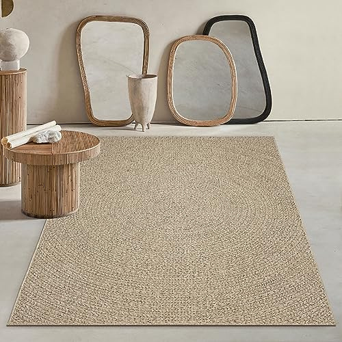 Mia's Teppiche Kinsley robuster In- und Outdoor Teppich im natürlichen Jute-Look, wetterfest, geeignet für Terrasse und Garten