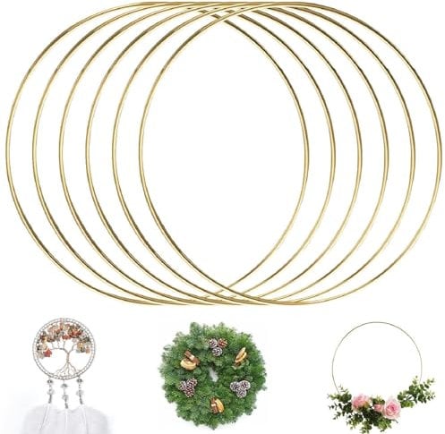 Traumfänger Ringe,6 Stück 20cm Metallringe zum Basteln,Deko Ringe zum Aufhängen,Metallring zum Basteln,Handwerkliche Metallring Deko Ringe,Drahtring zum Basteln für Hochzeit Basteln Tischdekoration