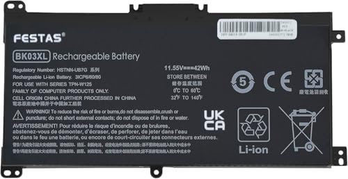 FESTAS 11.55V 42Wh Neuf BK03XL BKO3XL 916366-421 916811-855 HSTNN-LB7S HSTNN-UB7G Batterie Compatible avec HP Pavilion X360 14-ba1xx 14-ba008nf 14-ba125cl 14-ba175nr 14-ba051cl 14m-ba013dx 14m-ba015dx
