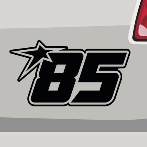 Stickerfreaks Startnummer 85 Aufkleber Rennen Sticker Stern Kleber Auto Bike Decal Kleber Aufkleber Größe: 10x5,5cm (S) | Farbe: 91-Gold | Rennen Sticker Kleber Deko Tuning Startnummer