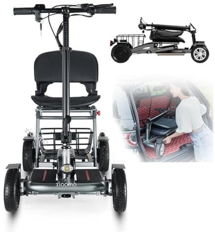 Elektromobil Seniorenmobil,4-Rad-Mobilitätsroller,Rollstuhl Faltbar Leicht,Gehhilfe Für Senioren,Roller Erwachsene 120Kg,Elektrorollstuhl,Aluminiumlegierung grey