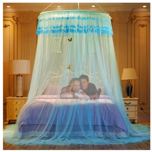 Balakaka Moskitonetz Höhe 3 Meter, Großes Romantisches Kuppelförmig Hängendes Bettnetz für Zuhause, Anti-Moskito Moskitonetz Bett 12.5 m Abdeckung für Doppelbett Einzelbett, Wassergrün