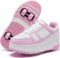 ANEFUN Jungen Mädchen Schuhe mit Rollen Skate, Kinder Rollschuhe Schuhe mit 4 Rollen Abnehmbar, Komfort Outdoor Sportschuhe für Kinder