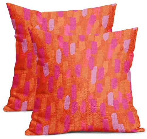 Abstrakte Retro-Kissenbezüge im 70er-Jahre-Stil, 50,8 x 50,8 cm, Pinsel, dekorative Kissenbezüge, modern, abstrakt, ästhetisch, 2 Stück, für Sofa, Couch, Schlafzimmer, Außenbereich