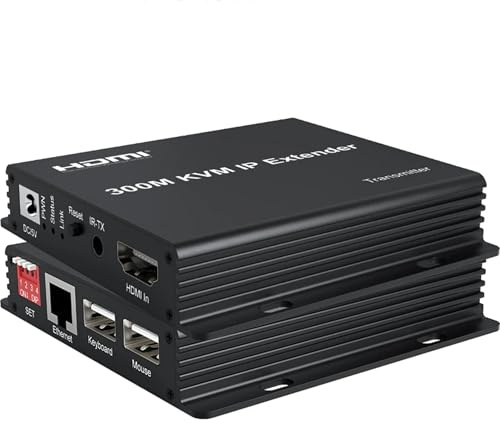 300 m HDMI KVM IP Extender auf RJ45 Cat6 mit Ethernet Kabel 1080p – Multipoint Connect Network Switch Support PC DVR TV Maus Tastatur