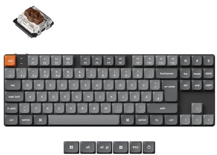 Keychron K1 Max Ultra-Slim QMK/VIA Wireless/Wired Custom Mechanical Keyboard,2.4 G Bluetooth RGB Backlight Hot Swappable TKL DE-ISO Layout Hot Swappable Low-Profile Gateron Brauner Switch