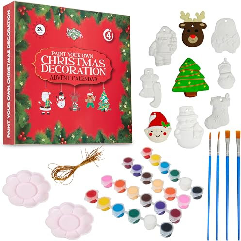 KreativeKraft Ensemble de Decoration Noel à Peinture Enfant - Kit DIY pour Toute la Famille (Lot de 24)