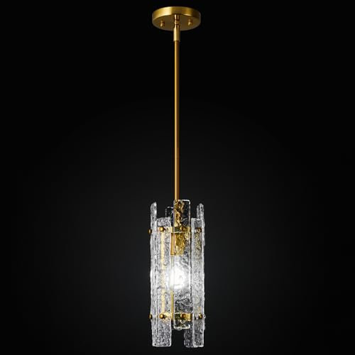 ZYBWL Einflammig Pendelleuchte Modern Vintage Glas Hängelampe Höhenverstellbar Gold Hängeleuchte für Küche Esstische Esszimmer Schlafzimmer, E27 Sockel