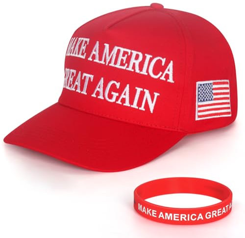 Sumyer Donald Trump MAGA HAT - Make America Great Again Baseball Cap - Trump Merchandise Hat 2024 with Wristband for Men Women Adjustable for Outdoor 45-47 Red, rot, L