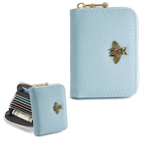 QIUTIMIY Kartenetui Kreditkartenetui,Slim Wallet,Mini Geldbörse,blau