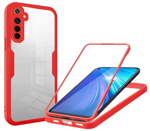 SLWYF Compatible con Realme 6, Protector de Pantalla Integrado, protección Completa de 360 Grados, Funda para teléfono móvil, Resistente a los Golpes, TPU antigolpes, Resistente, Transparente,