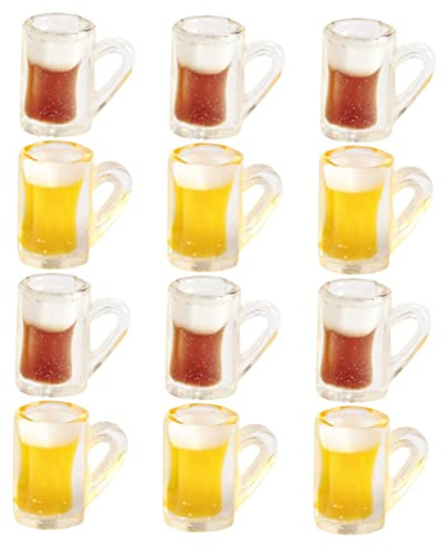 Mikikit 20pcs Mini Beer Shot Glasses Miniature Beer Mugs Decorative for Miniature House Diy Decor Photo Props