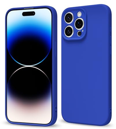 Svaove for iPhone 14 Pro Phone Case Liquid Silicone, Thin Ultra Slim Minimalist Phone Cover, Girly Cute Plain Bright Solid Color Matte Soft Rubber Jelly Gel Plastic TPU Bumper, Royal Blue