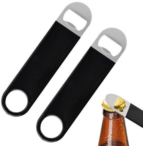 Apribottiglie Barman, 2 Pezzi Apribottiglie Magnetici, Lama da Bar da 18 cm, Apribottiglie da Birra in Acciaio Inox Rivestito in Gomma, Perfetto per Bar, Pub, Ristoranti o in Viaggio