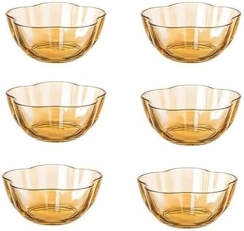 Lot de 6 bols à dessert transparents en forme de fleurs de cerisier, bols à épices, bols à sauce, mini bols en cristal pour crème glacée, dessert, collation, ketchup, sauce soja, vinaigre (marron)