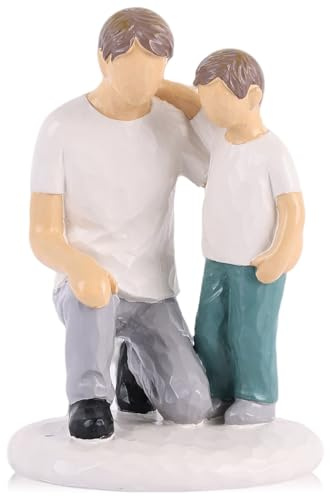 Father and Son Sculpture,Sentimental Gifts for Dad,Meaningful Birthday Gifts for Father Son,Shows Loving and Playful Relationship Between Father and Son,or Grandfather and Grandson or Brothers (White)
