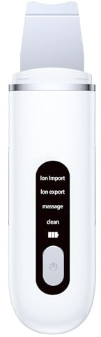 Pulizia Viso Ultrasuoni Skin Scrubber Professionale Spatola Ultrasuoni Pulizia Viso Scrubber per la Pelle, con 4 Modalità, USB Ricaricabile, per Pulizia Profonda del Viso e Punti Neri IPX6