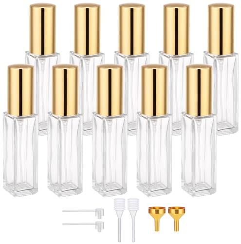 Segus Perfume Atomiser, 10 Pcs 10ml Travel Perfume Bottle, Aftershave Refill Bottle, Glass Travel Atomiser, Empty Aftershave Decanter for Women and Men (Transparent)