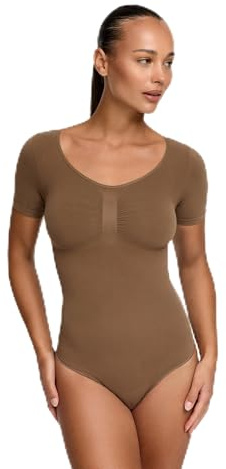 creamy fabrics Shapewear Damen Bauchweg Kurzarm Body mit Slip stark formend | Body Shaper Damen mit kurzen Ärmeln und weichem Stretch für glatte Looks unter Kleidern Hosen Jumpsuits und festliche Outfits