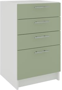 JD Greta Fixed Height 500mm Kitchen Drawer Base Cabinet Floor Unit (Without Worktop) – Sage Green Matt