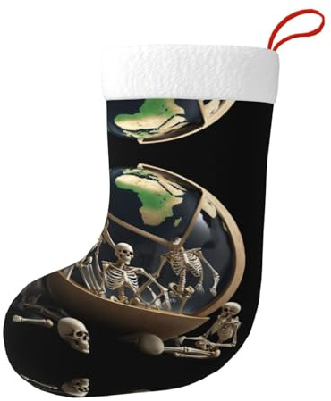 Dekorative Weihnachtsstrümpfe YYHWHJDE Skelette im Globus Druck für Weihnachten Urlaub Party