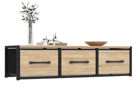 IDMarket - Wandregal Eingangskonsole Utah 3 Schubladen Industriedesign