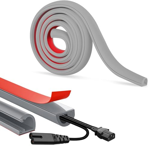 Trunking for Electric Cables 3M Cable Trunking Self Adhesive, Hide Wires on Walls, Cable Management Trunking for Hiding Single TV Wires (Gray)