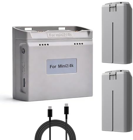Mini 4K/2/SE Akku 2er-Pack mit Schnellladestation, 2400mAh, 7,7V 31Minuten Flugzeit, wiederaufladbarer Akku für DJI Mini 2 SE/Mini 4K Drohne