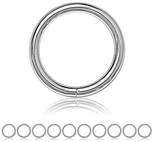 Ganzoo O-Ring Metall für Hunde-Leine, 32mm Innen-Durchmesser, 10 Stück, Stahlring, legierter Stahl, Nicht rostend, Rund-Ringe für Paracord 550 Halsband, Handtasche, Metallring, Basteln, Farbe Silber