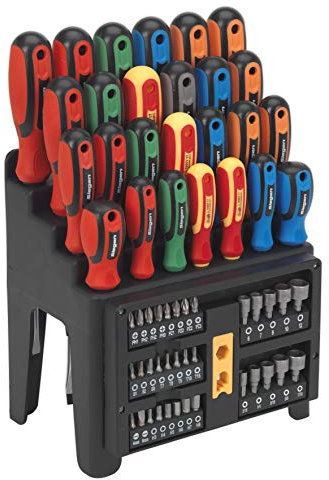 Siegen s01152 destornillador, puntas y tuerca conductor Set 61pc, rojo