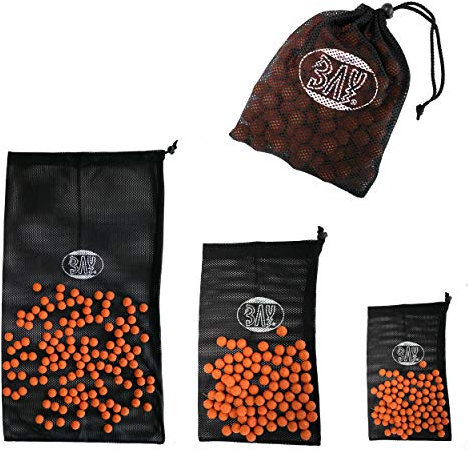 BAY Mesh Bag Bait Dry Trockentasche zur Aufbewahrung von Boilies Boilietasche zum Anfüttern von Karpfen, Ködertasche Tasche, Beutel, Köder, Pellets (25 x 40 cm)