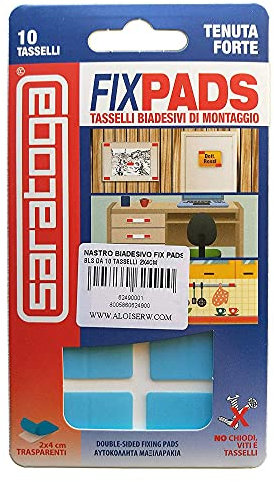 Saratoga FIX PADS 10 tasselli trasparenti biadesi di montaggio 2x4cm a tenuta forte