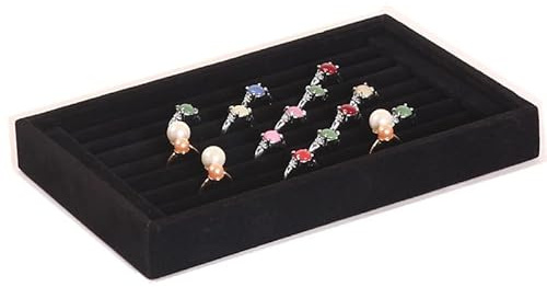 Velvet 7 Steckplätze Ringtablett Schwarz Walfront Tragbare Ohrringe mit Ring für Schaufenster Display Organizer