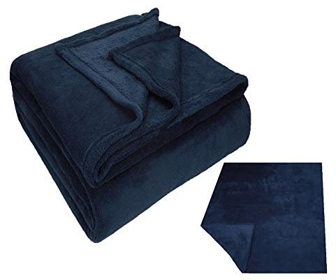 Betz Kuscheldecke Flauschig Sofa Fleecedecke Teddy - Wohndecke XXL Warm Sofadecke Decke Couch Größe 150x200 cm Farbe dunkelblau