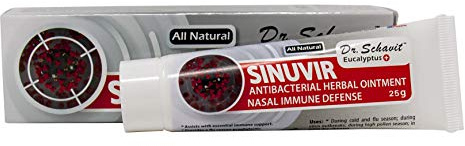 DR. SCHAVIT Eucalyptus+ SINUVIR - Herbal Nasal Ointment for Immune Defense. Natural Moisturizer Balm for Relief from Sore Dry Nose, Allergies, Cold Symptoms - 25g Tube